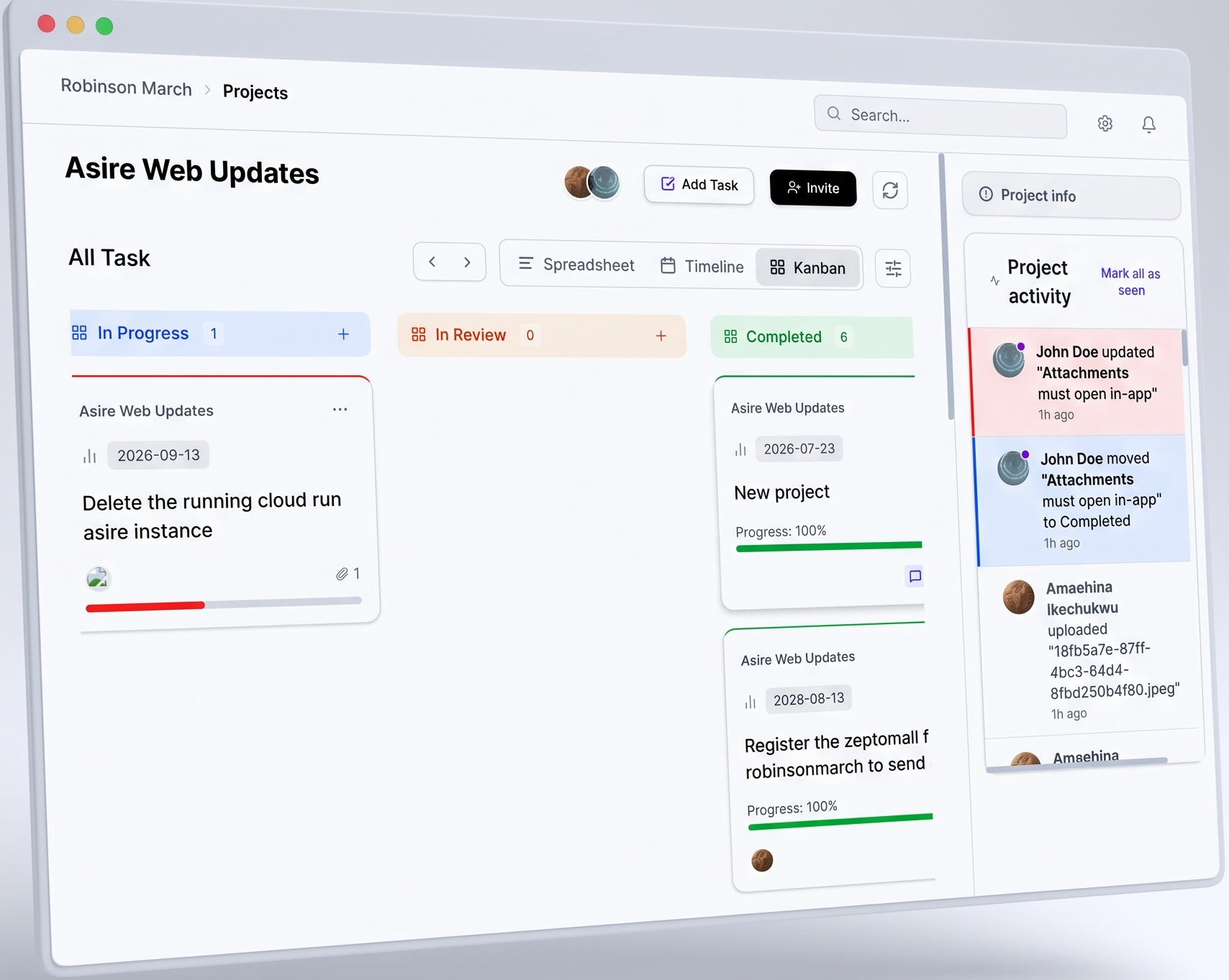 Asire my tasks screenshot